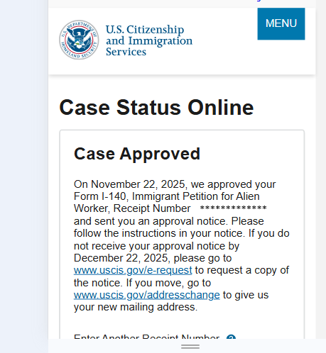 EB1A approval in 17 days