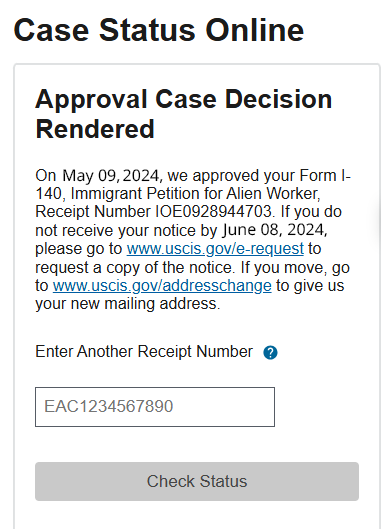 EB-1A approval for Senior Software Engineer