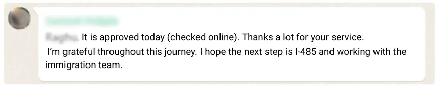 EB1A I-140 approval testimonial – Amazon Principal Software Engineer five-star success story.