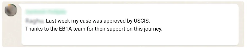 EB1A Green Card approval testimonial – OneCash Head of Marketing Analytics FinTech success story.