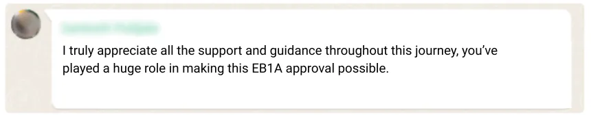 EB1A Green Card approval testimonial – Google Regional Product Lead algorithm innovation and product leadership success story.