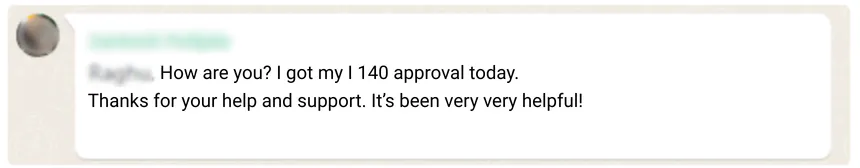EB1A Green Card approval testimonial – Amazon Full Stack Engineer success story with five-star review.