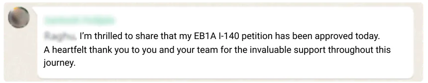 EB1A Green Card approval testimonial – JPMorgan Chase Lead Software Engineer banking technology and FinTech leadership success story.